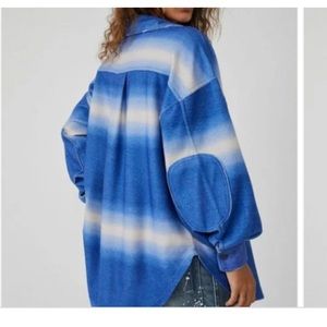 Free people women printed ruby jacket deep sea combo size S oversized new